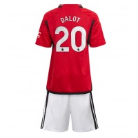 Manchester United Diogo Dalot #20 Heimtrikotsatz Kinder 2023-24 Kurzarm (+ Kurze Hosen)